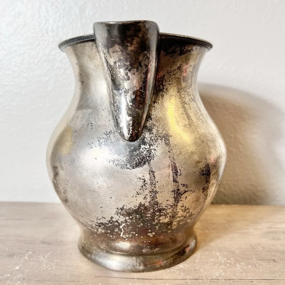 Antique EPNS Silverplate Pitcher Poole Silver Co Monogram S #9216 Natural Patina